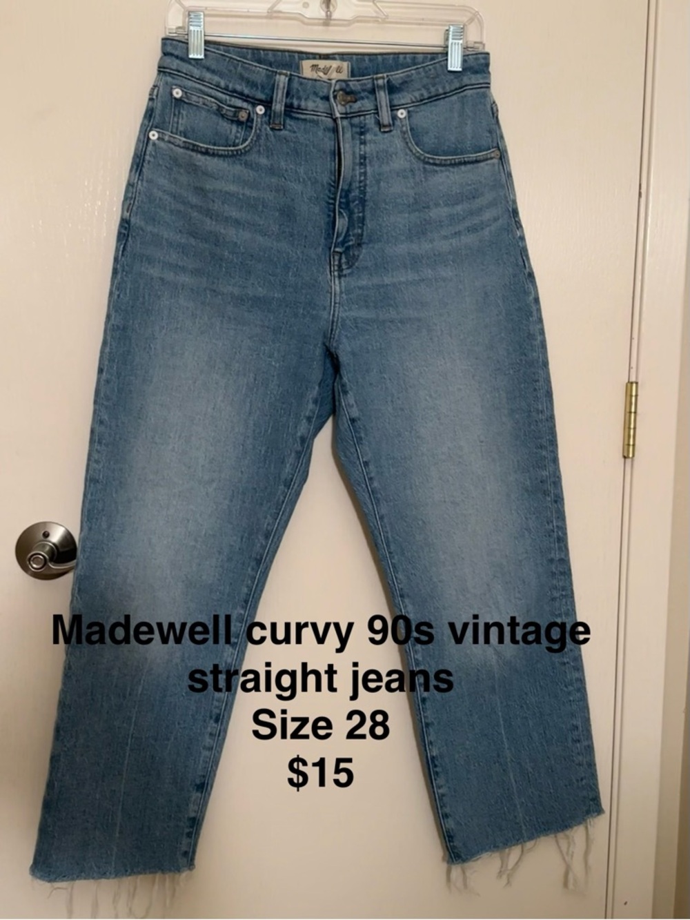 Madewell Straight Leg Jeans in Light Blue Wash size 28 curve